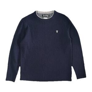 Coen Tokyo Japan Lambs Wool Knit Men’s Crewneck Sweater Navy Blue Size XL